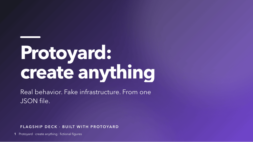 The first slide of “Protoyard: create anything”